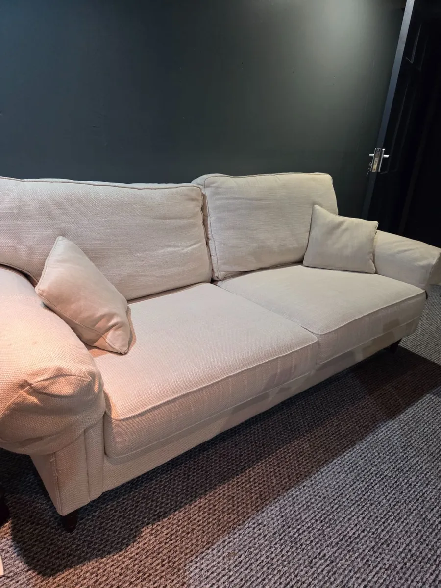 Large heavy cream 3 seater sofa - Image 1