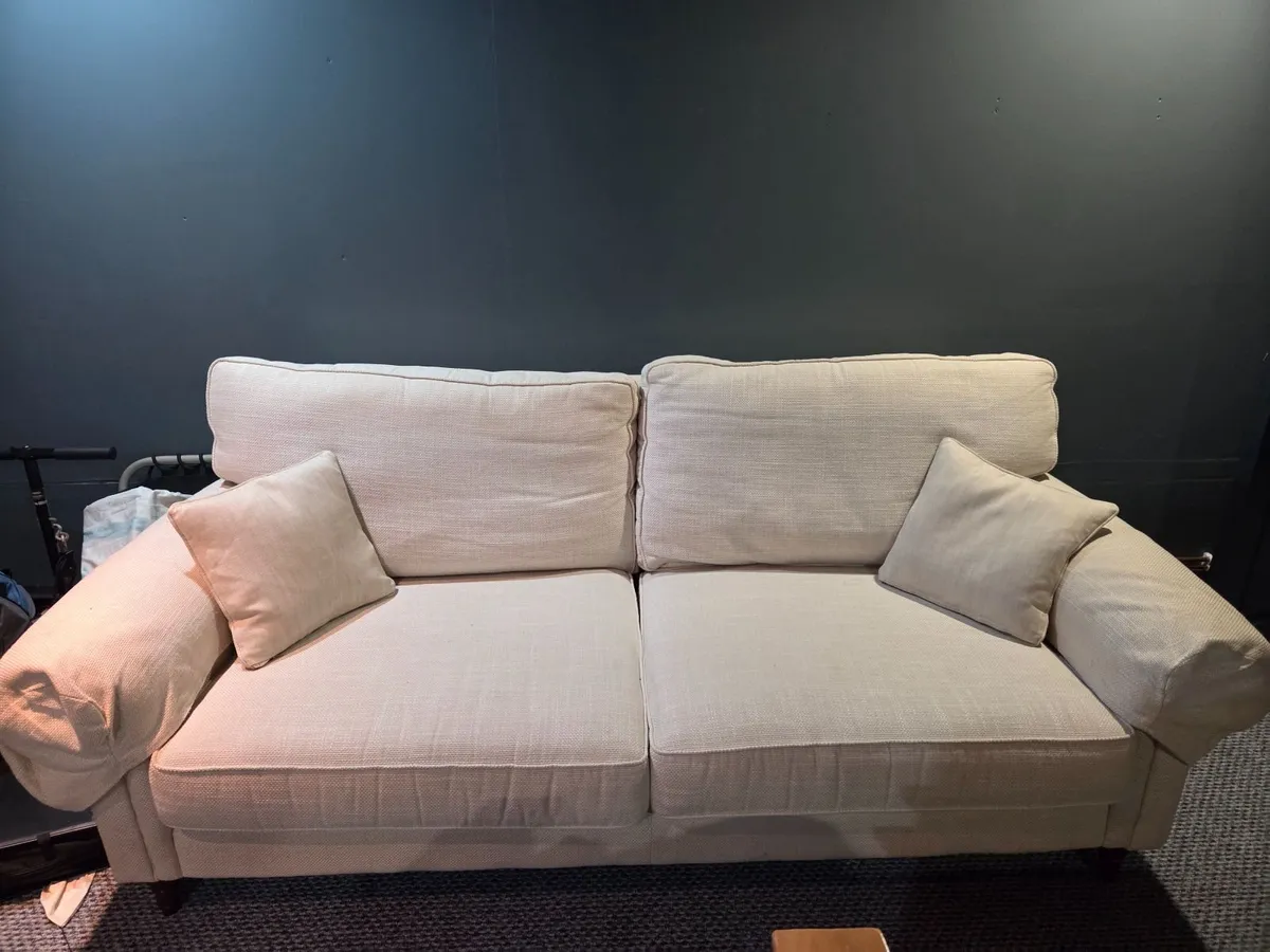 Large heavy cream 3 seater sofa - Image 2