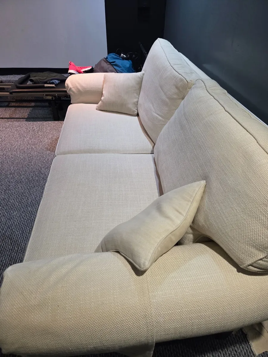 Large heavy cream 3 seater sofa - Image 3