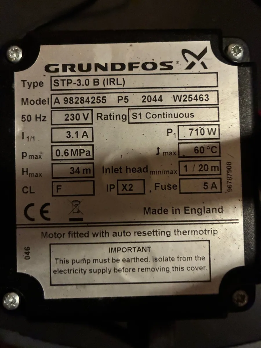 Grundfos 3 Bar Shower Pump - Image 2