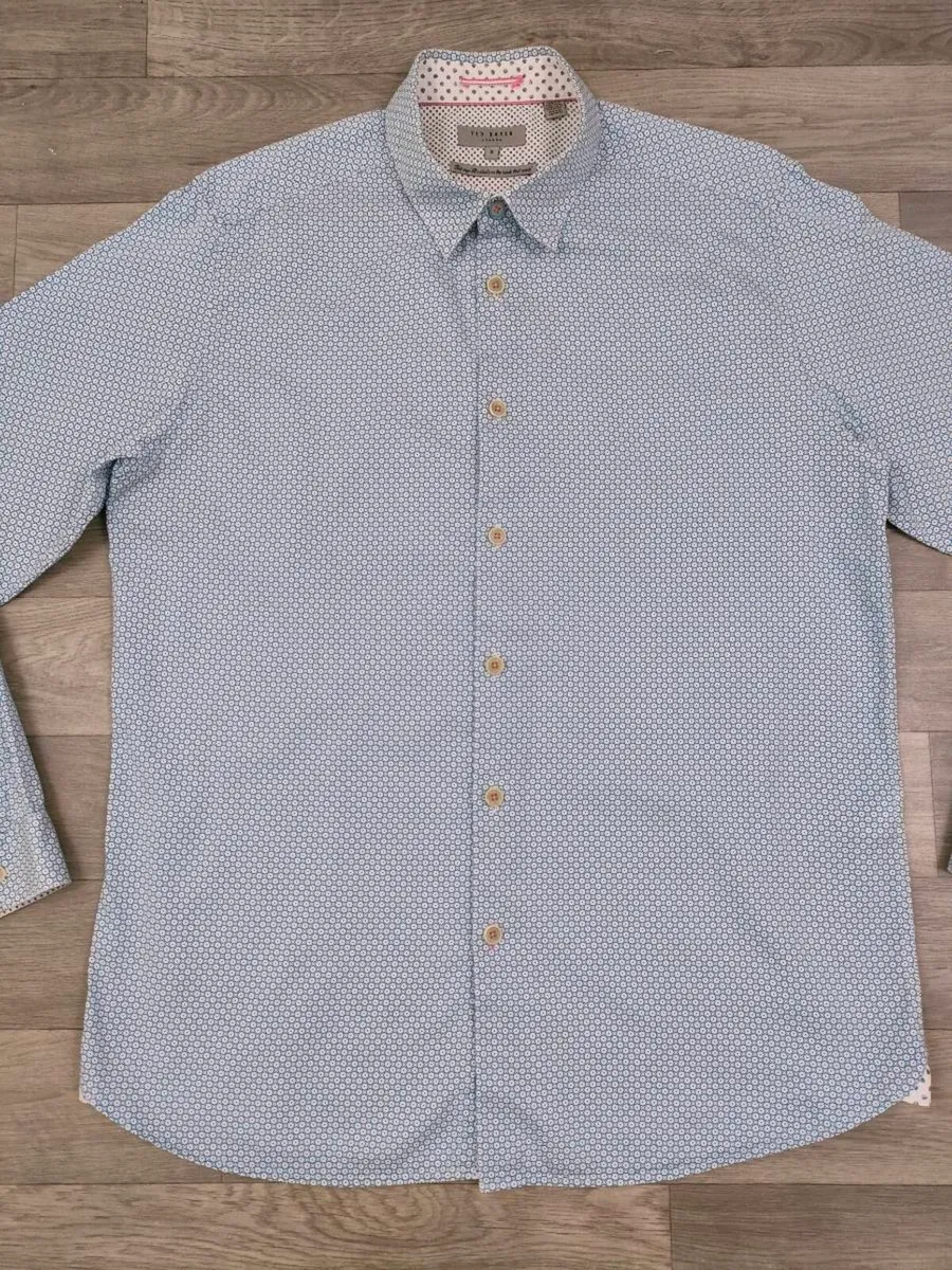 Ted Baker Button Down Patterned Shirt Mens Large - Image 2
