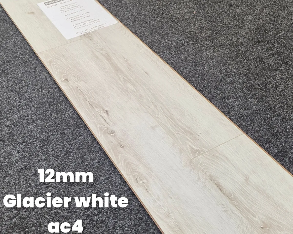 Glacier White 12mm Narrow Plank Laminate - Image 1