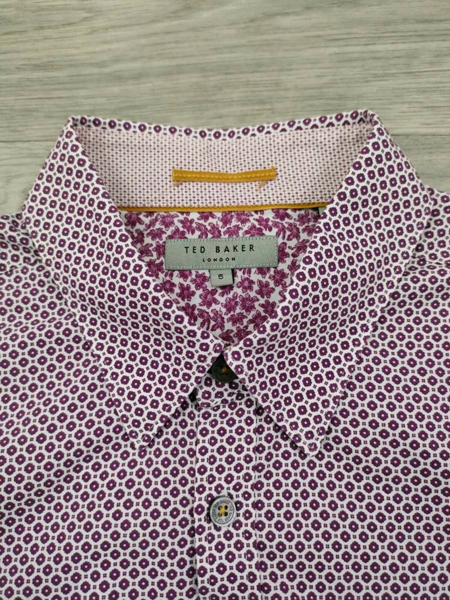 Ted Baker Button Down Patterned Shirt Mens Large - Image 4
