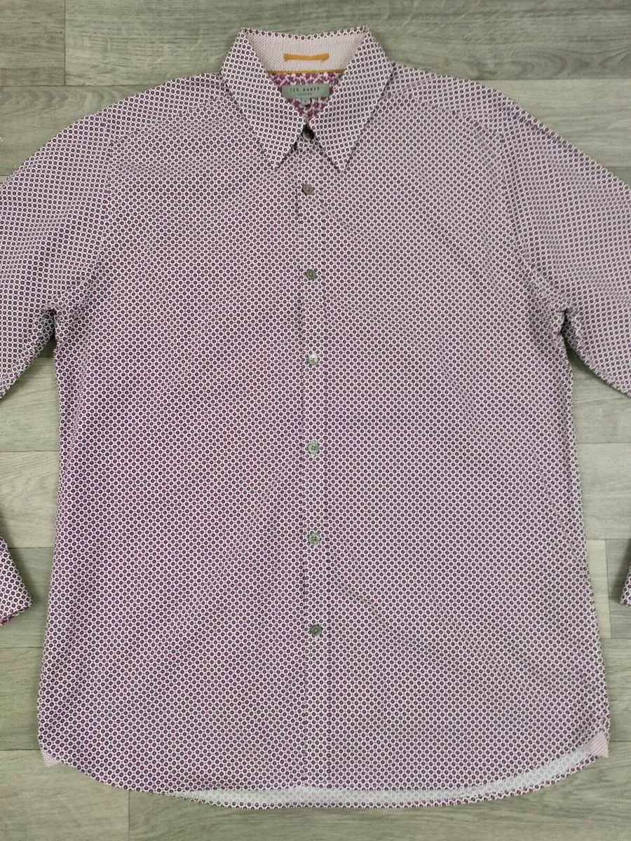 Ted Baker Button Down Patterned Shirt Mens Large - Image 2