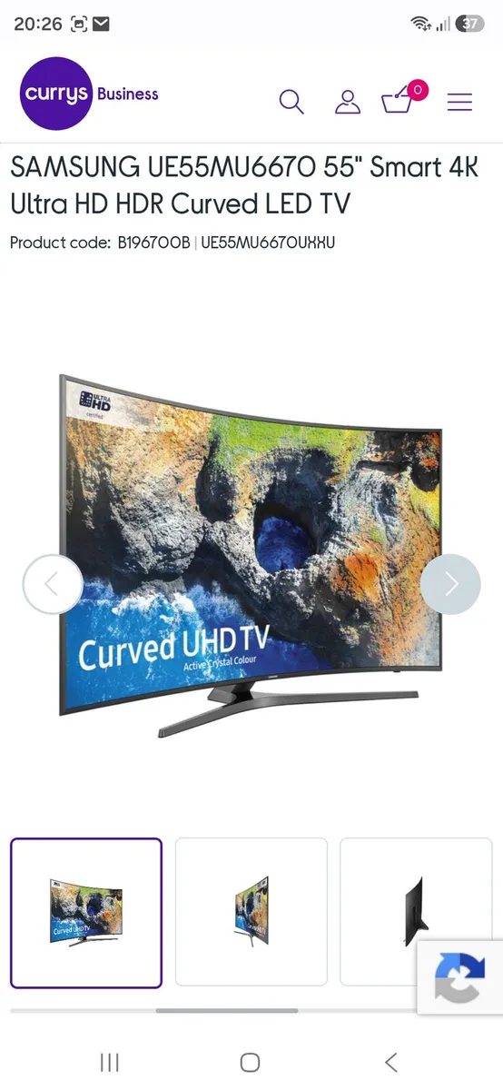 Samsung curved 55  UE55MU6670 - Image 1