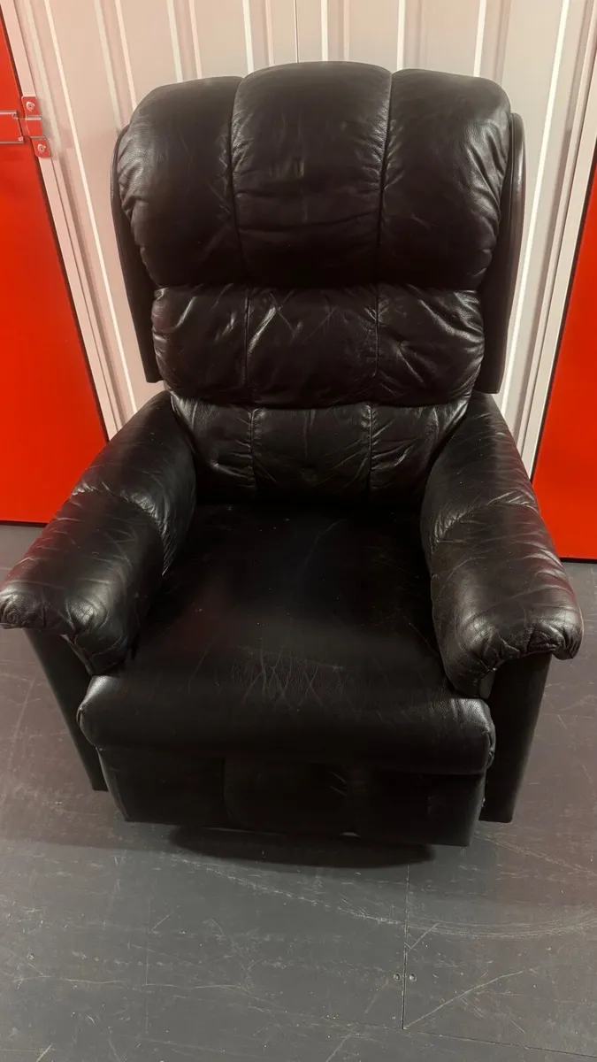 Black Leather Recliner Armchair - Image 1
