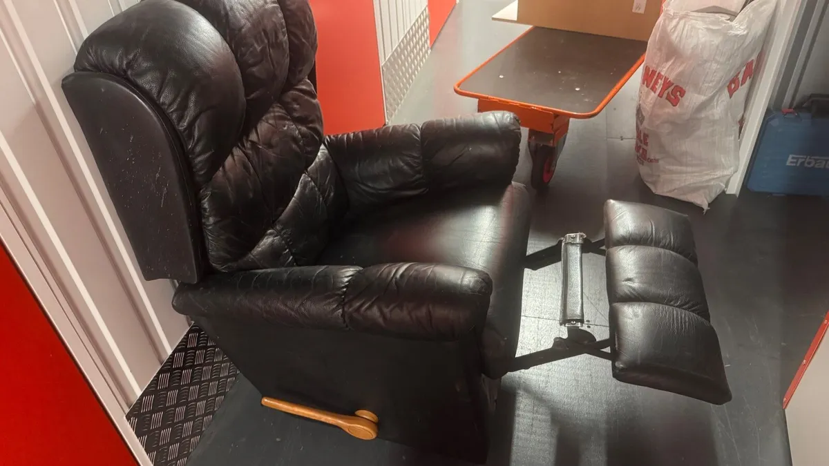 Black Leather Recliner Armchair - Image 2