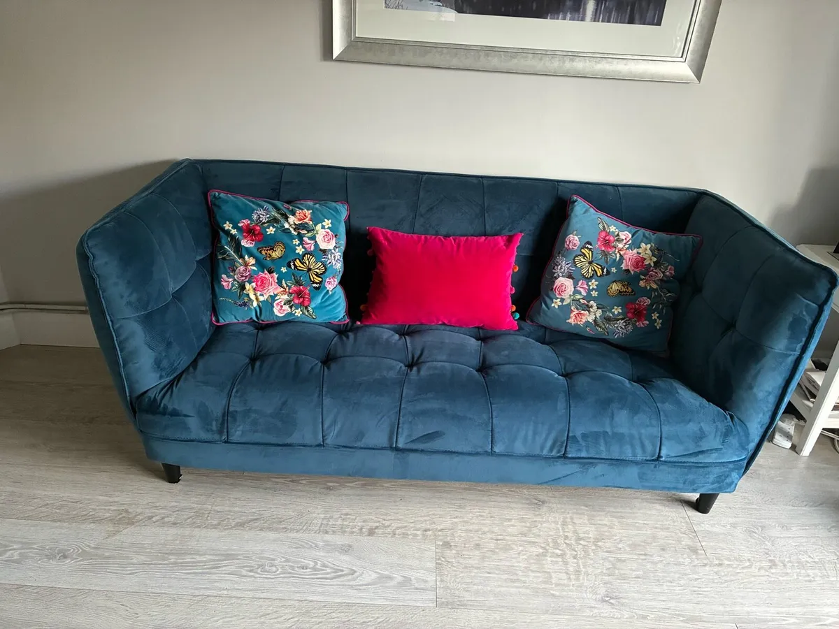 Blue Teal 3 seater sofa - Image 1