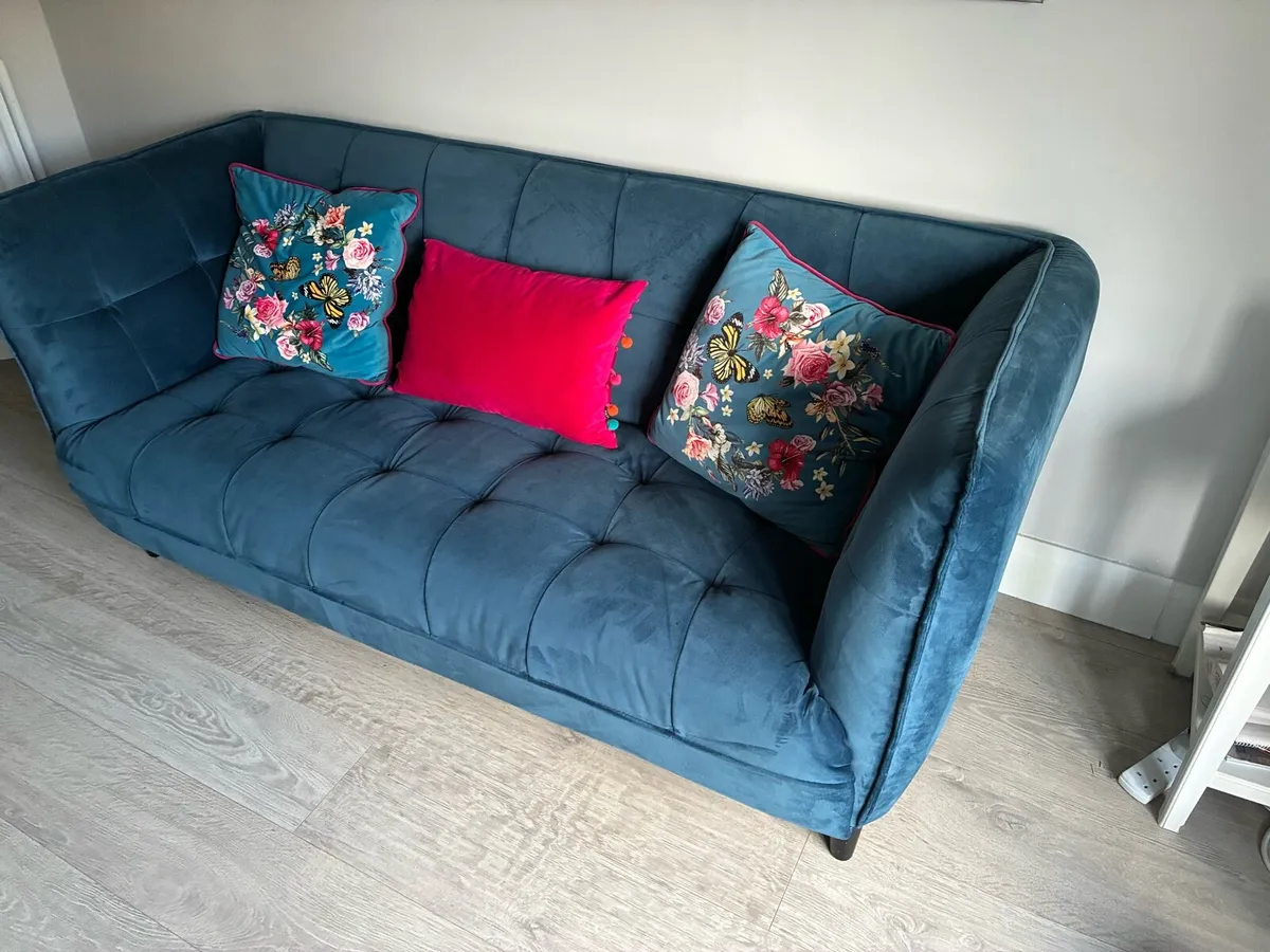 Blue Teal 3 seater sofa - Image 2