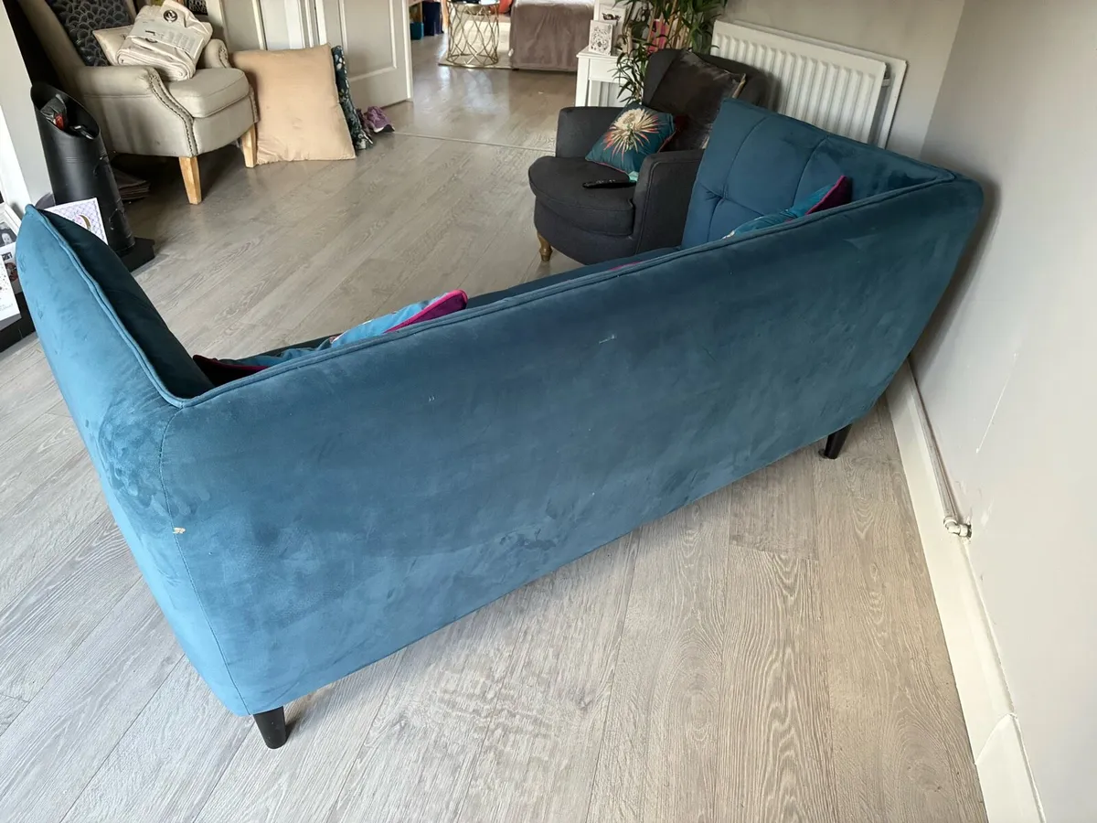 Blue Teal 3 seater sofa - Image 4