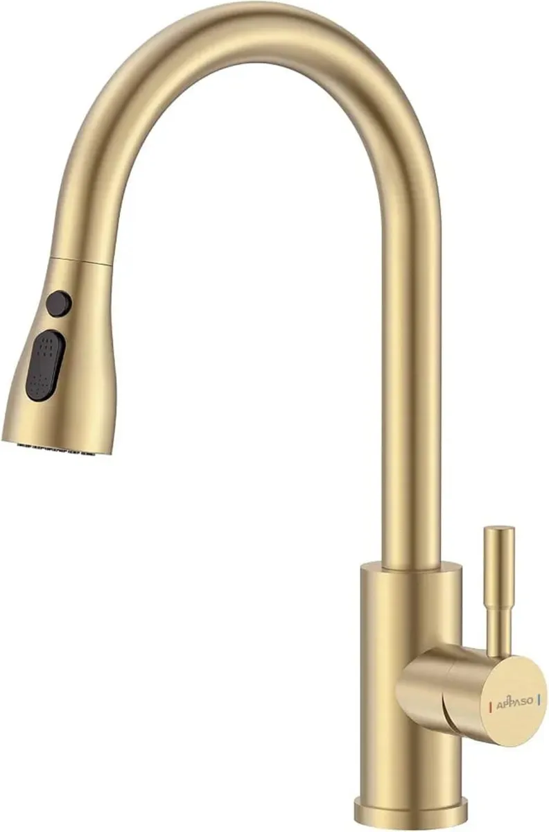 Gold Kitchen Taps with Pull Out Spray 360° Swivel, - Image 1