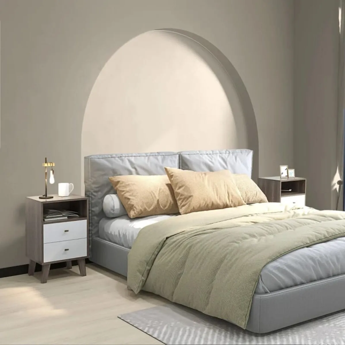 Industrial-Scandinavian Mix Bedside Table, with Dr - Image 3