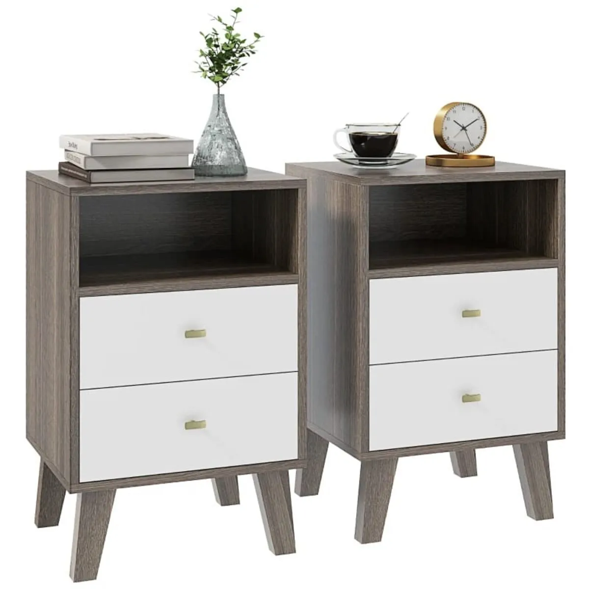 Industrial-Scandinavian Mix Bedside Table, with Dr - Image 1