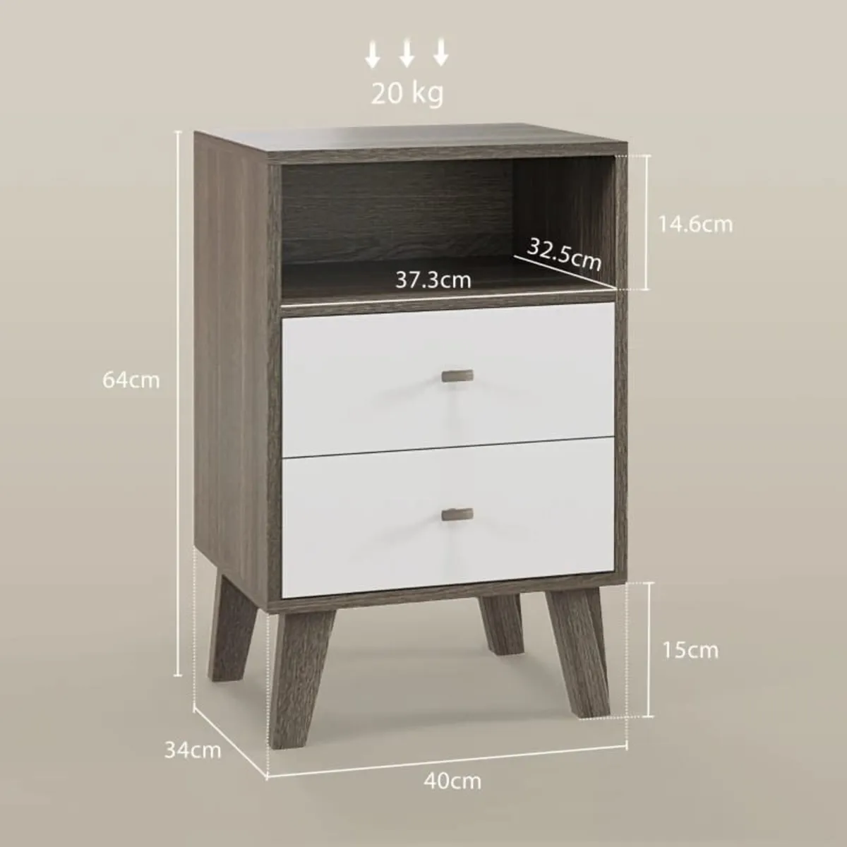Industrial-Scandinavian Mix Bedside Table, with Dr - Image 2
