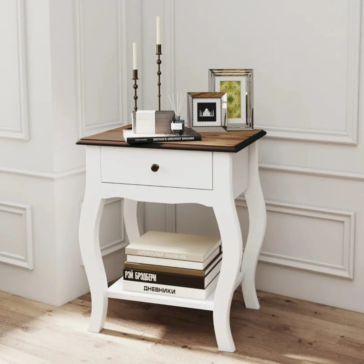 2pcs Bedside Tables with Drawer, French Style Beds - Image 4