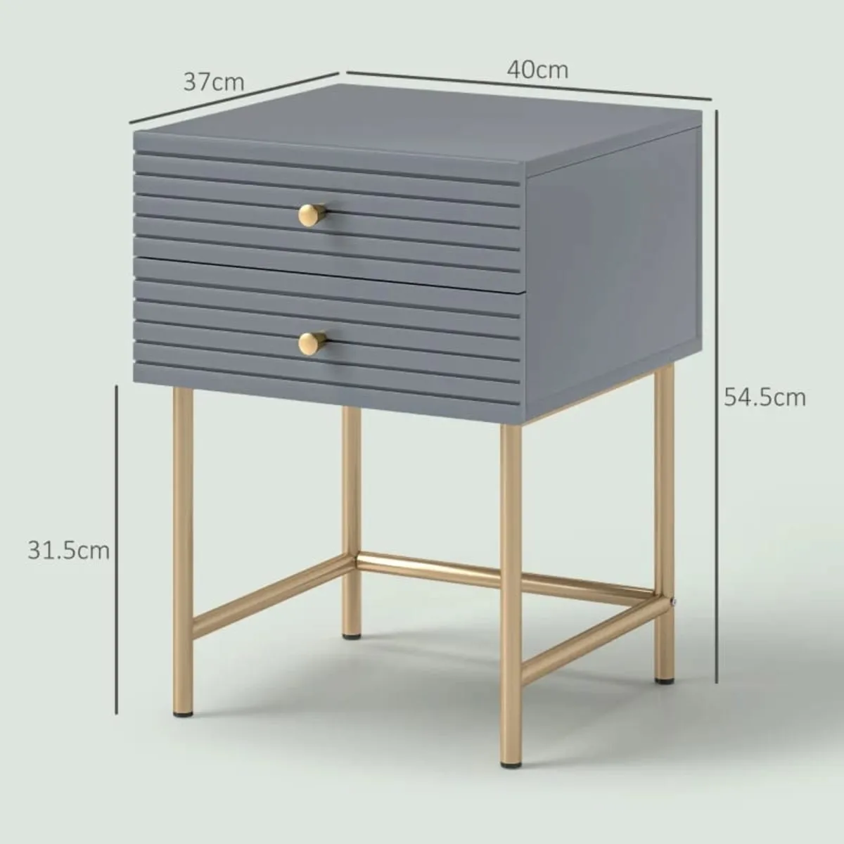 Set of Two Elegant Bedside Tables - Grey/Gold-Tone - Image 2