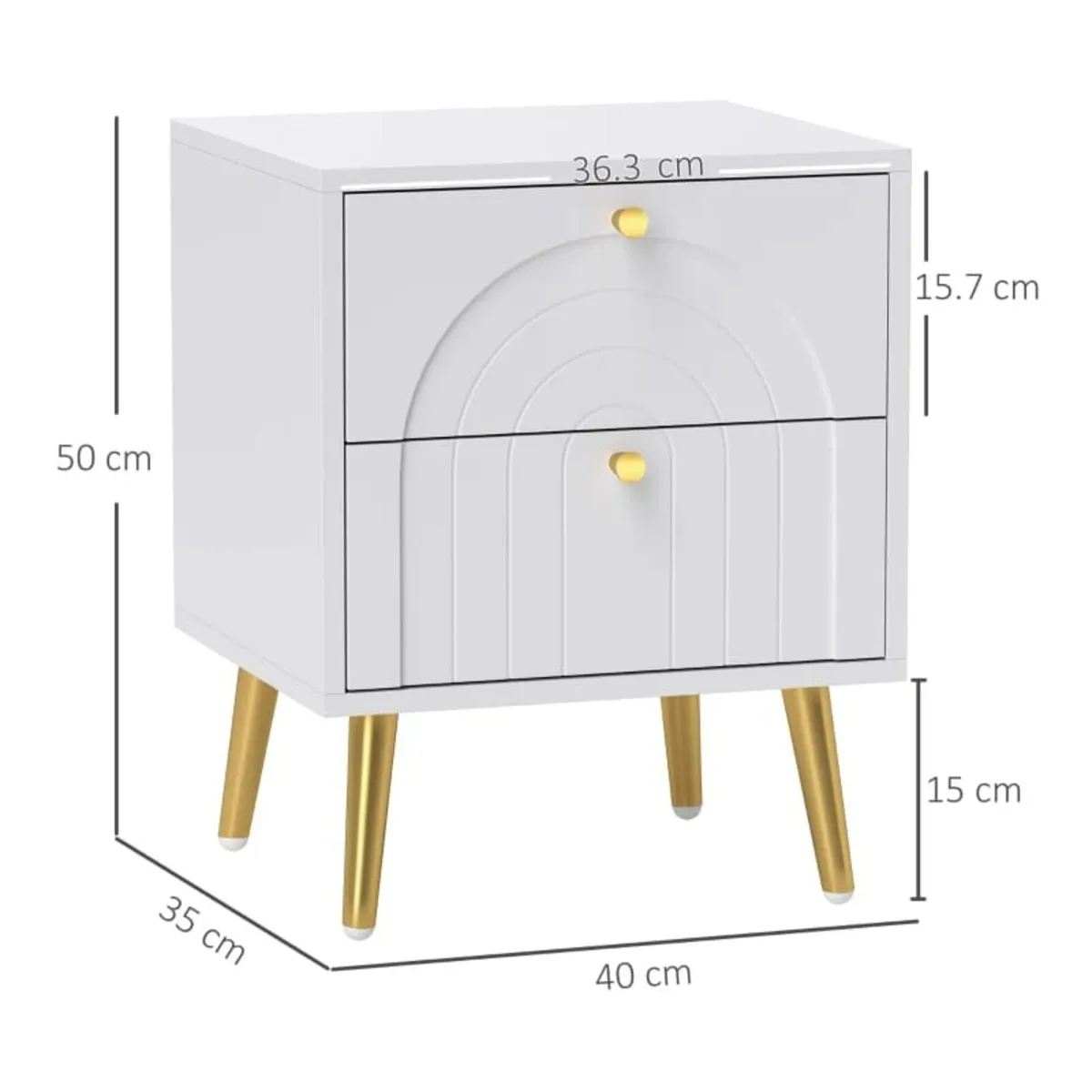 2-Drawer Bedside Table Set of 2 - White

Features: - Image 2