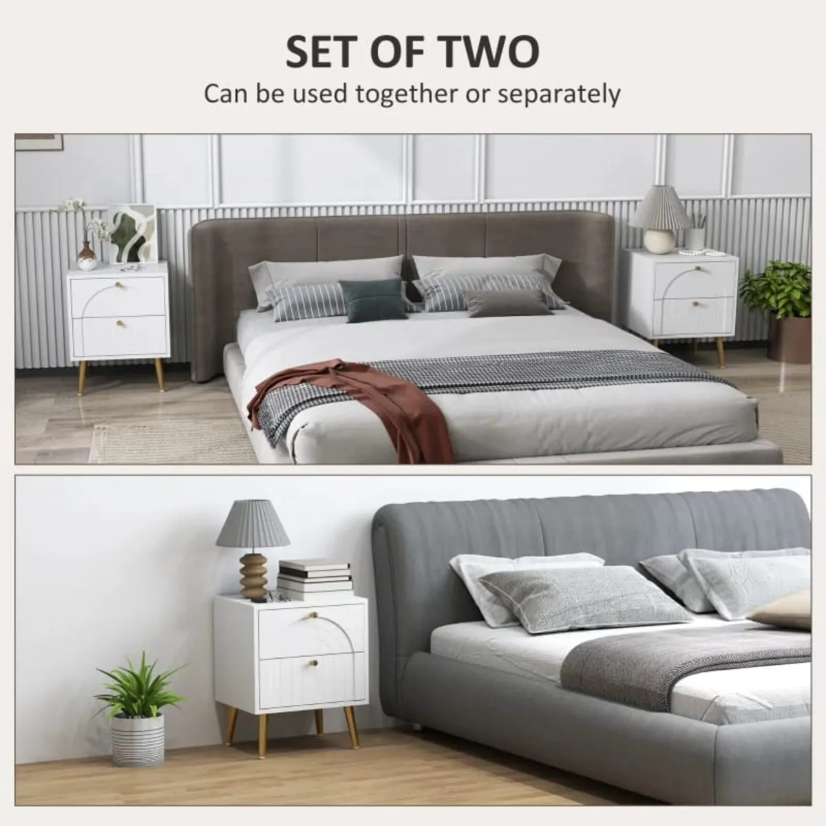 2-Drawer Bedside Table Set of 2 - White

Features: - Image 4