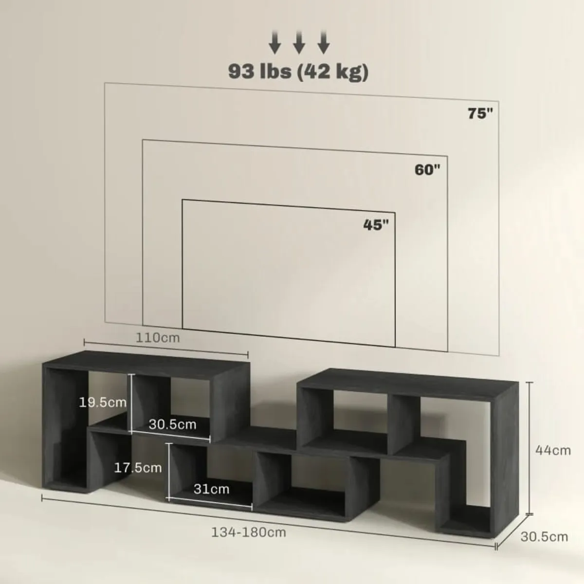 TV Stand for TVs up to 75 Inches, Free Combination - Image 2