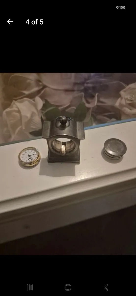 Antique Japanese movement miniature clock - Image 4