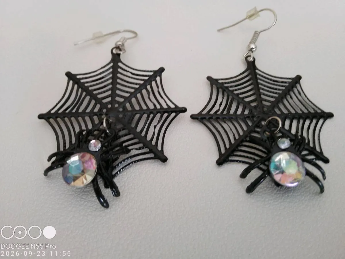 Women's Halloween Themed Web and Spider Earrings - Image 1