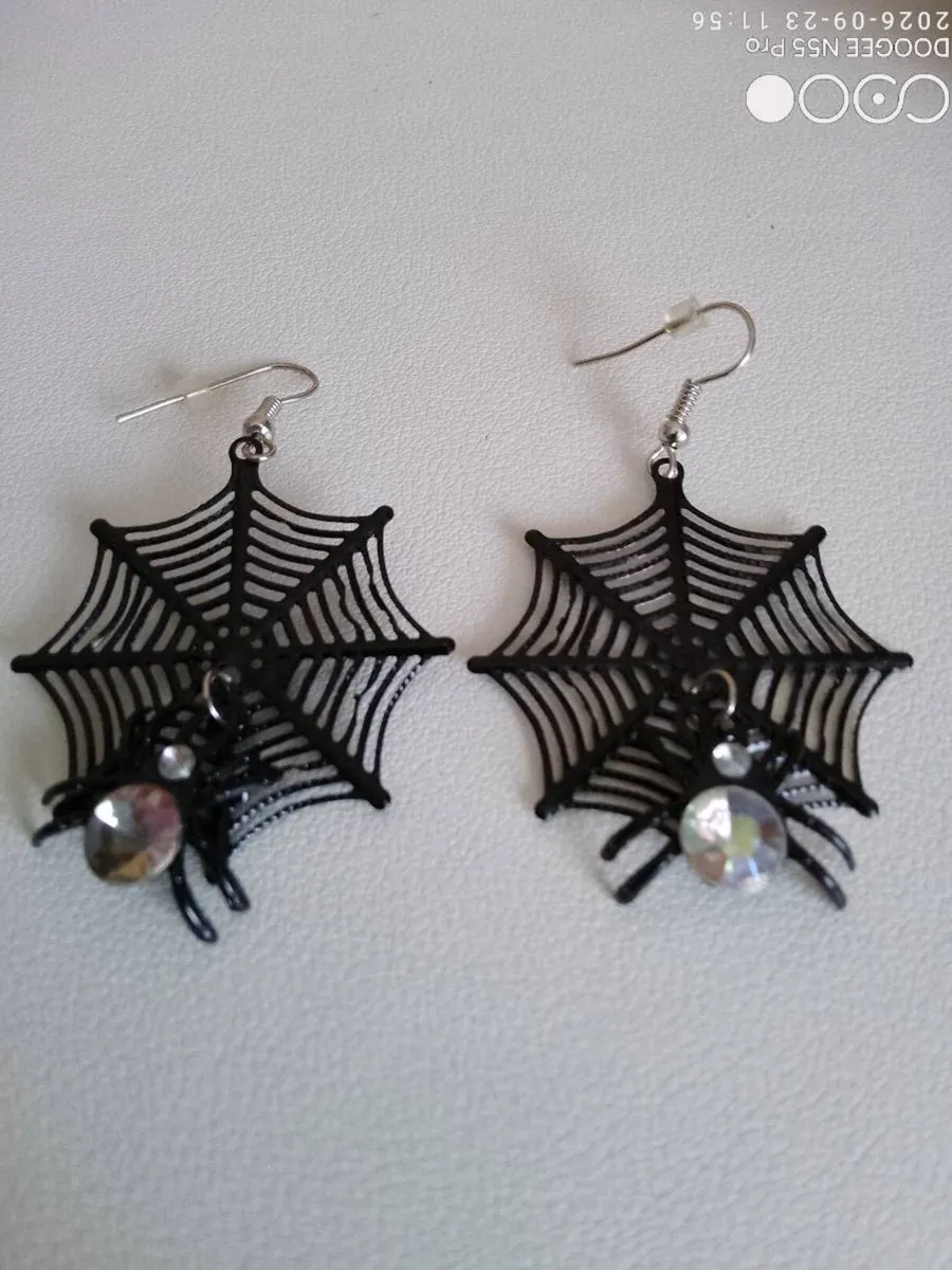 Women's Halloween Themed Web and Spider Earrings - Image 2