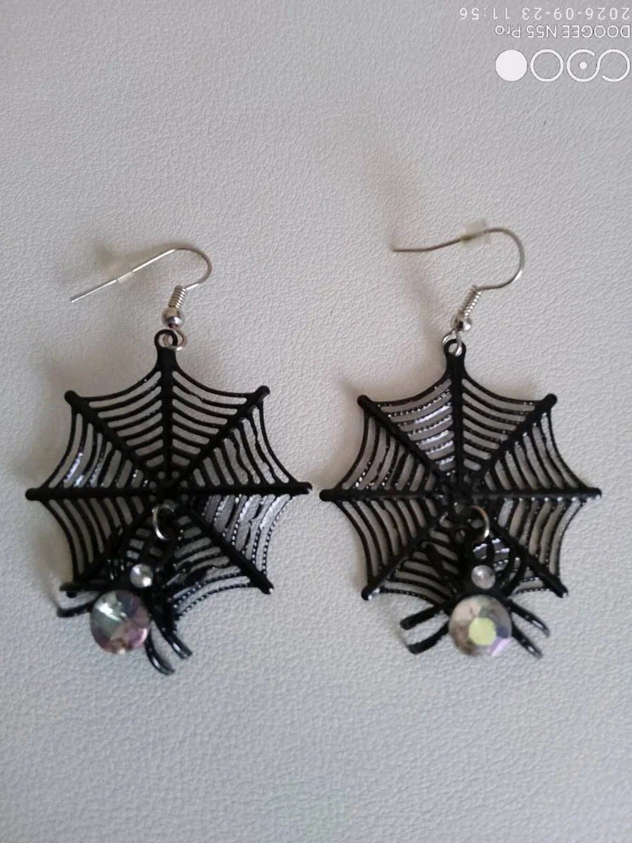 Women's Halloween Themed Web and Spider Earrings - Image 3
