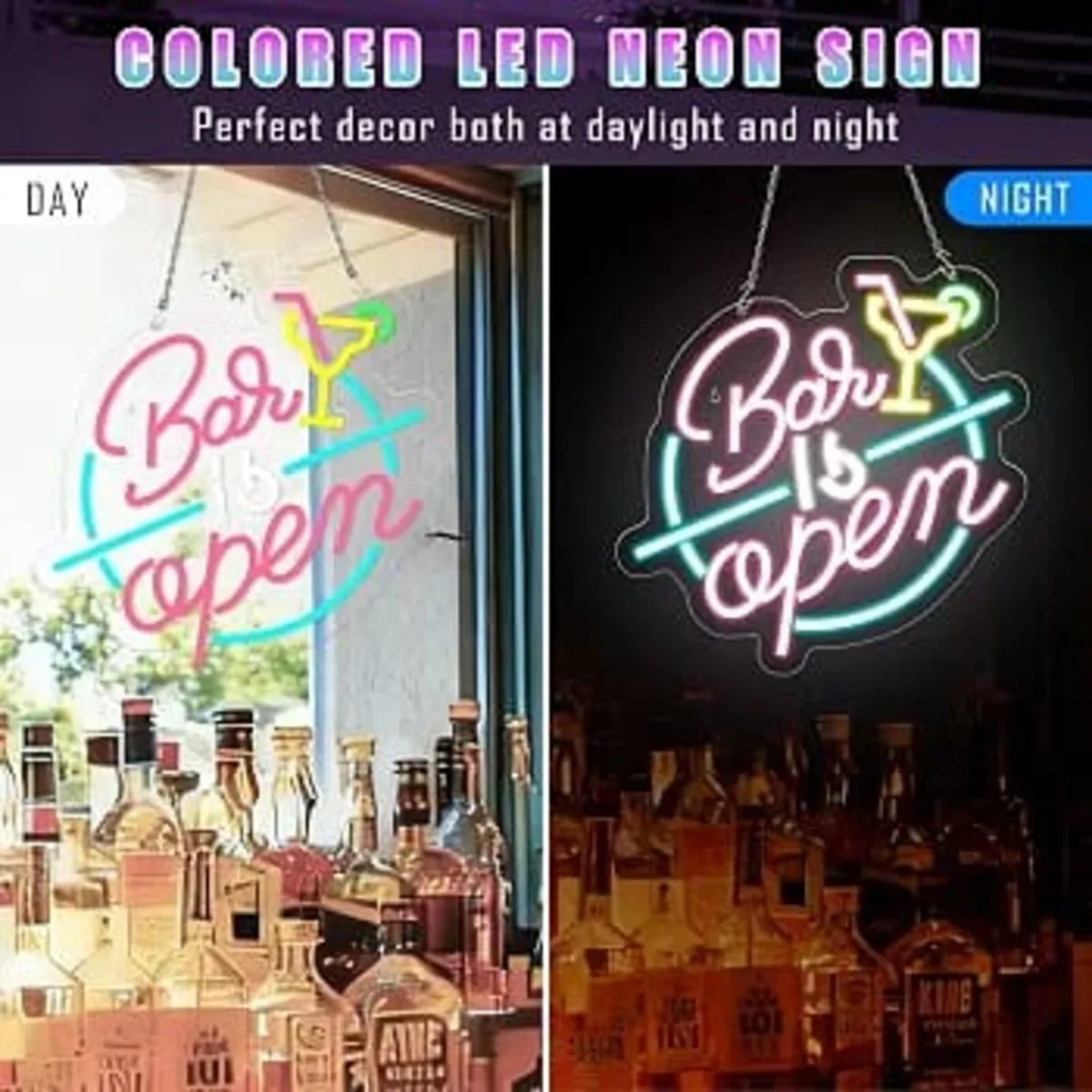 Bar Open Neon Light Sign, Open Beer LED Light Up S - Image 2
