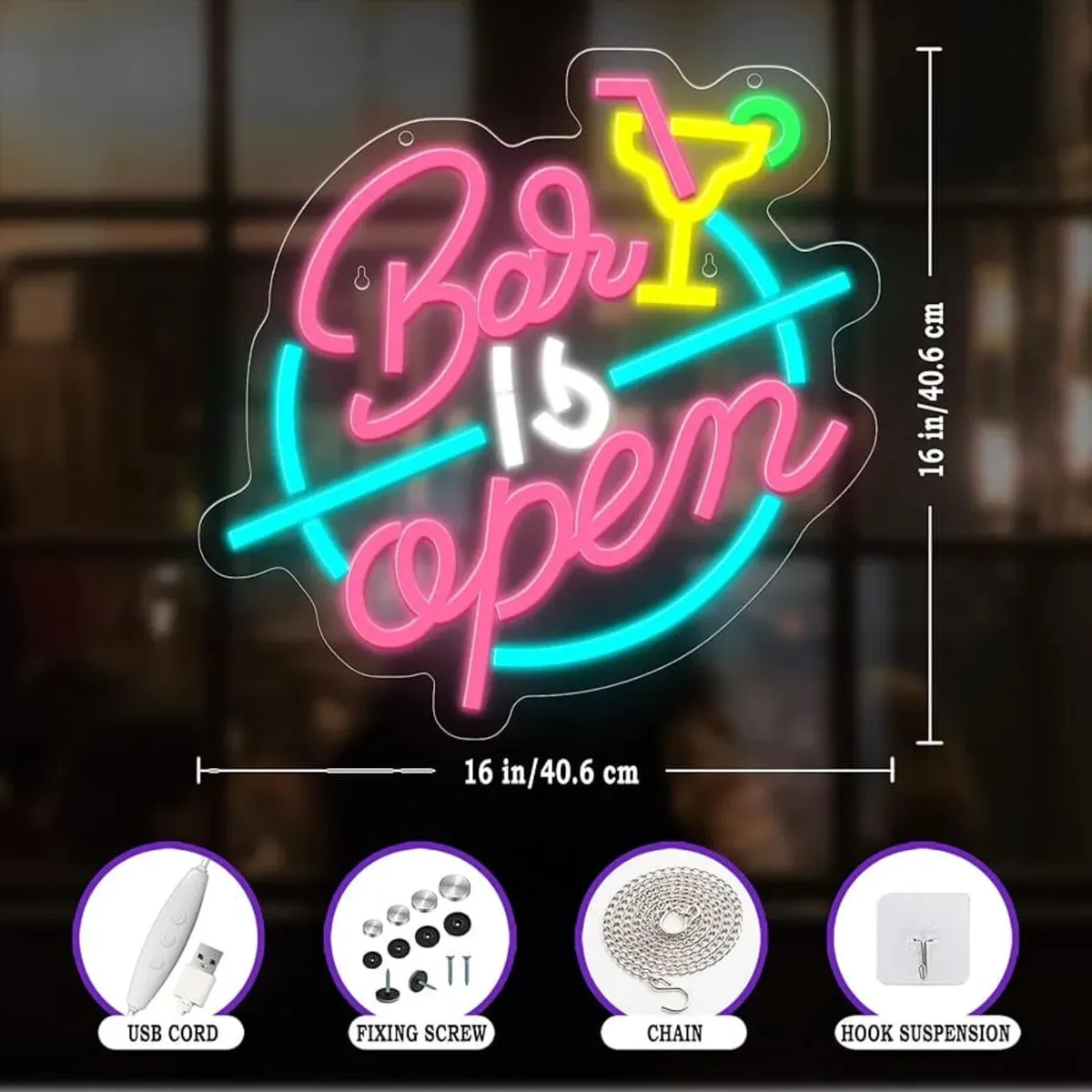 Bar Open Neon Light Sign, Open Beer LED Light Up S - Image 4