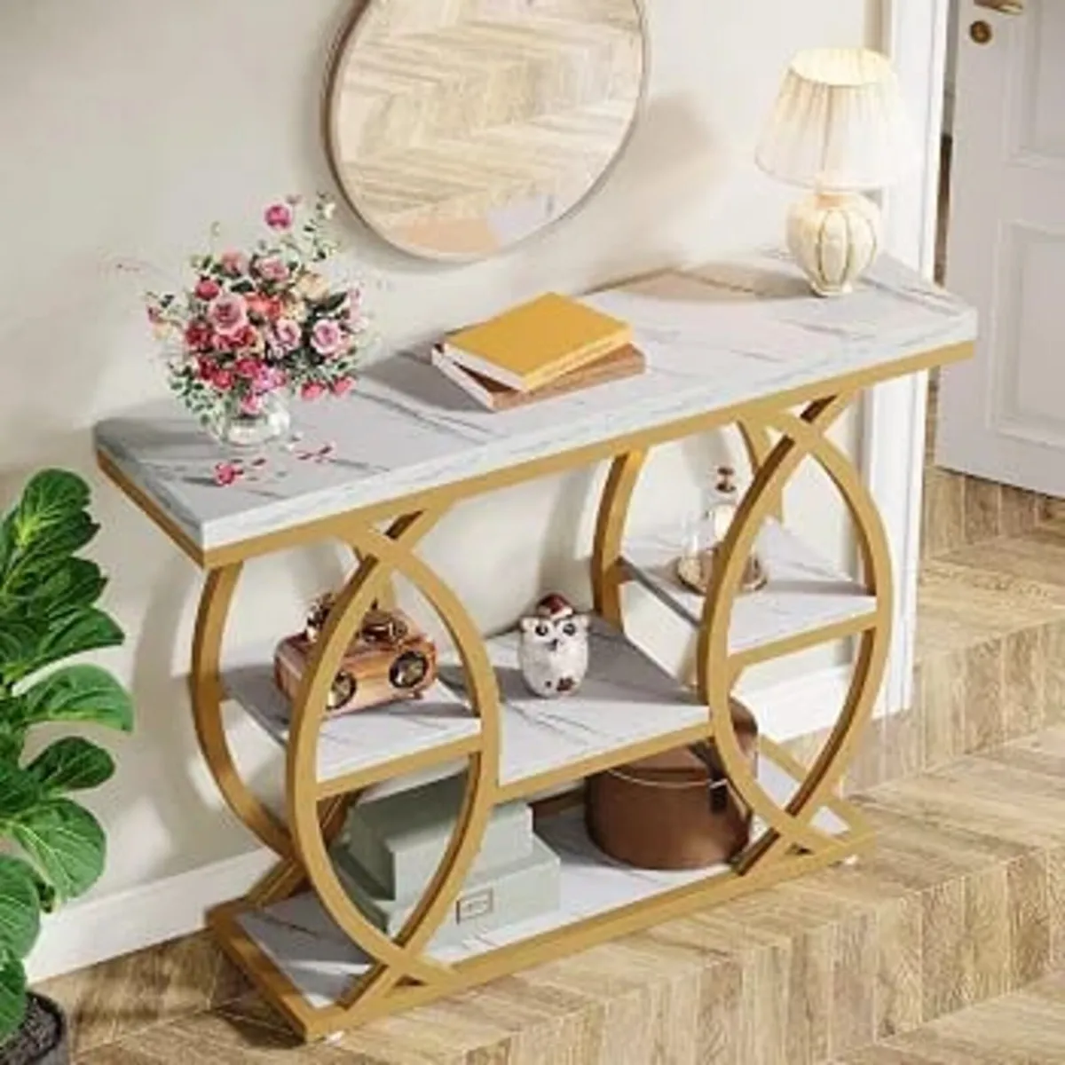 100cm Console Table, Industrial 4-Tier Sofa Table - Image 3