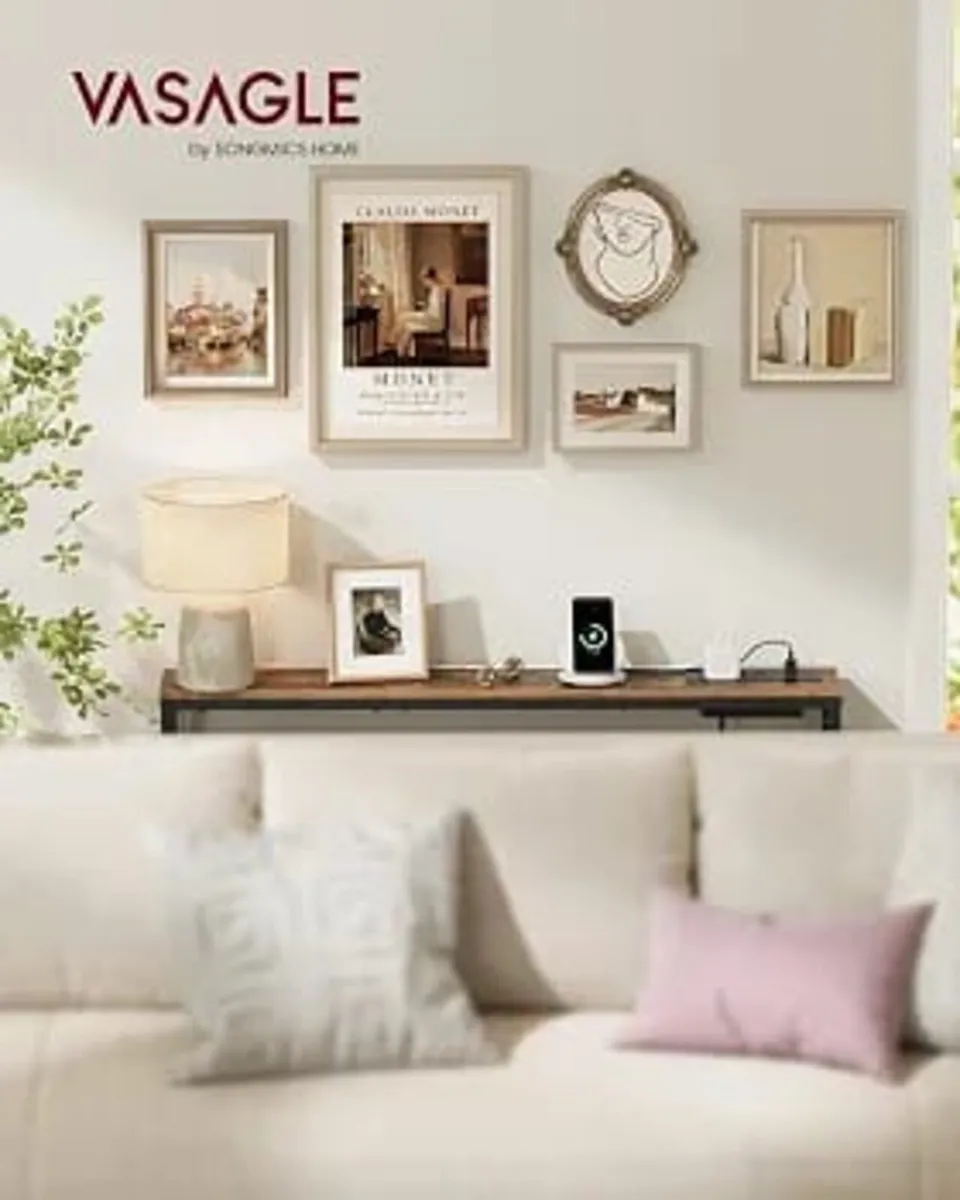 Console Table with Power Outlet, 100 x 15 x 80 cm - Image 2