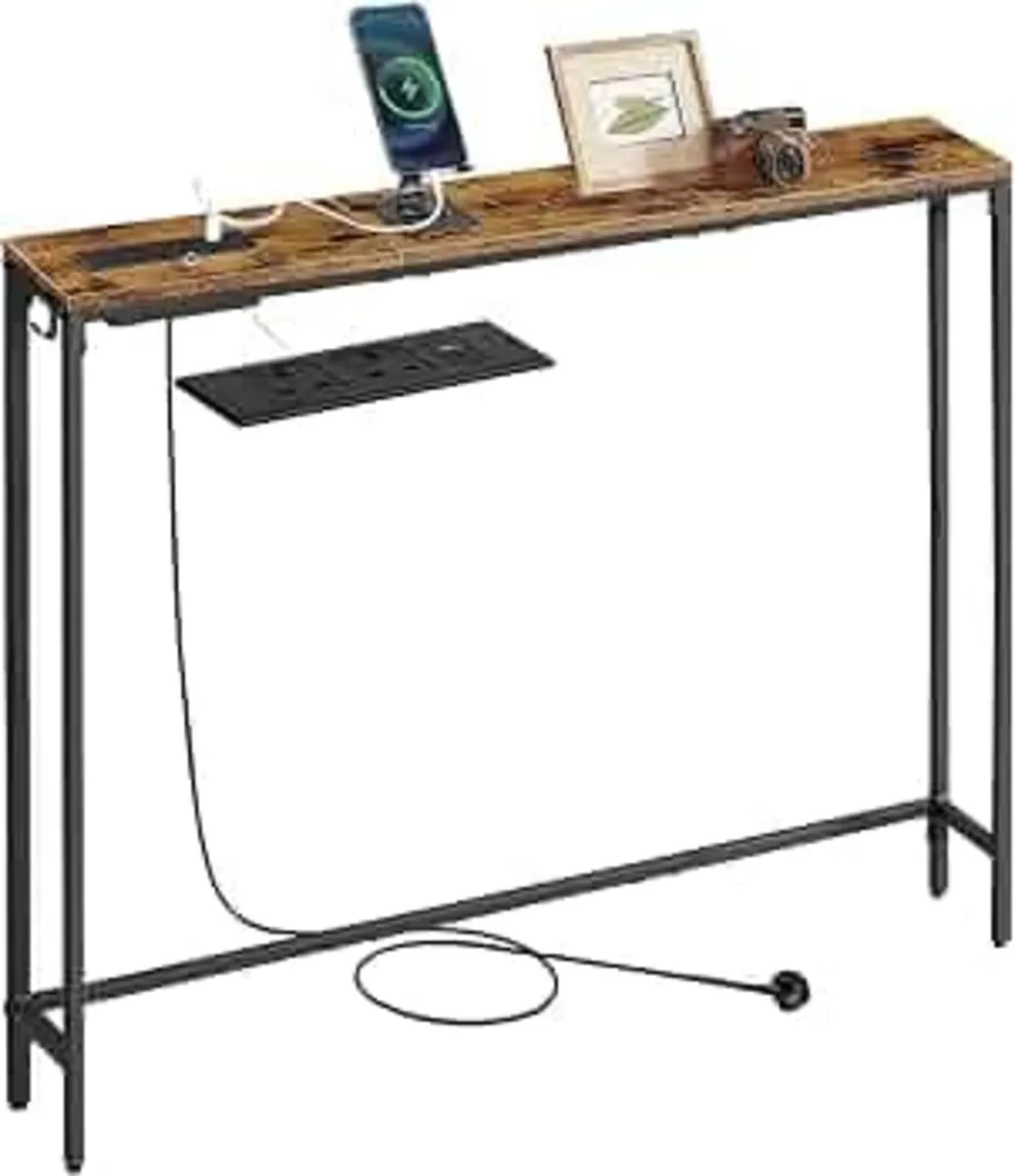 Console Table with Power Outlet, 100 x 15 x 80 cm - Image 1