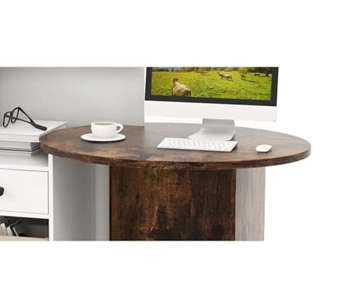 Reception Desk, Front Counter Desk with Lockable D - Image 3