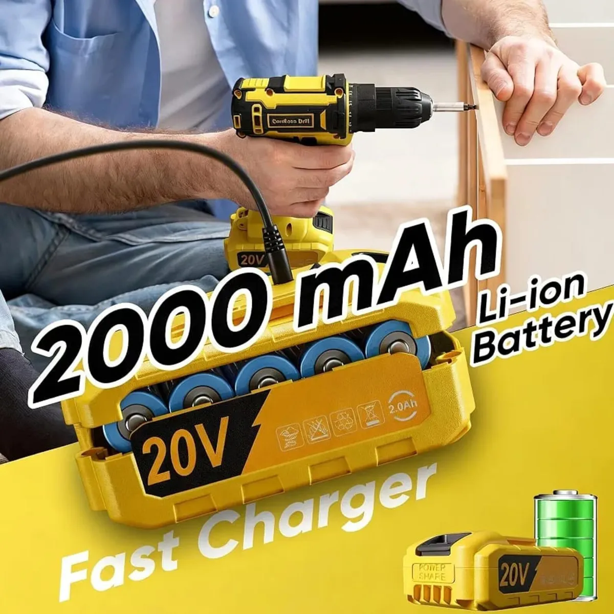 20V Cordless Drill Set, Power Drill bit Sets, Hand - Image 3