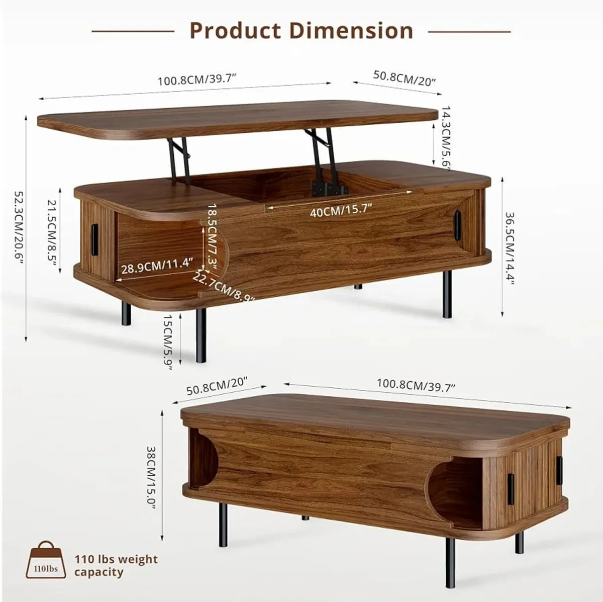 Coffee Table with Storage, Lift Top Coffee Tables - Image 4