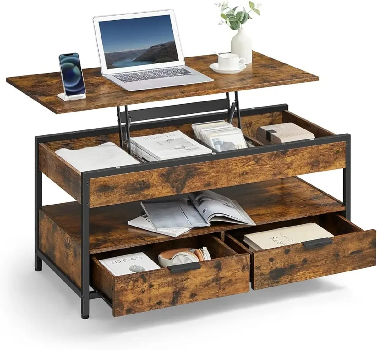 Lift Top Coffee Table, with Storage Drawers, Hidde - Image 1