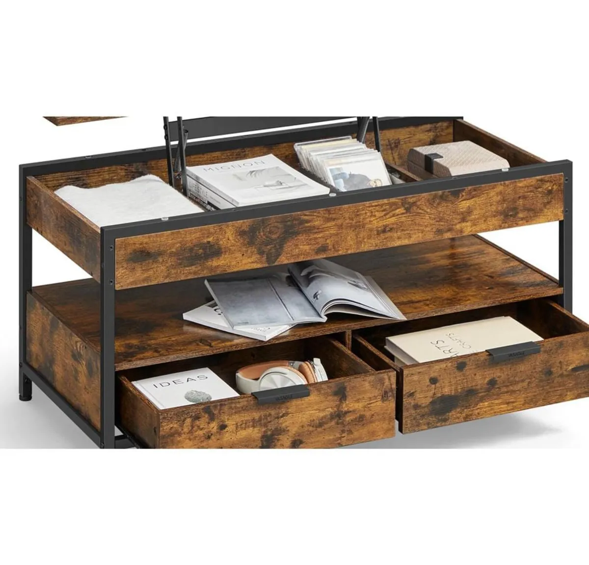 Lift Top Coffee Table, with Storage Drawers, Hidde - Image 2