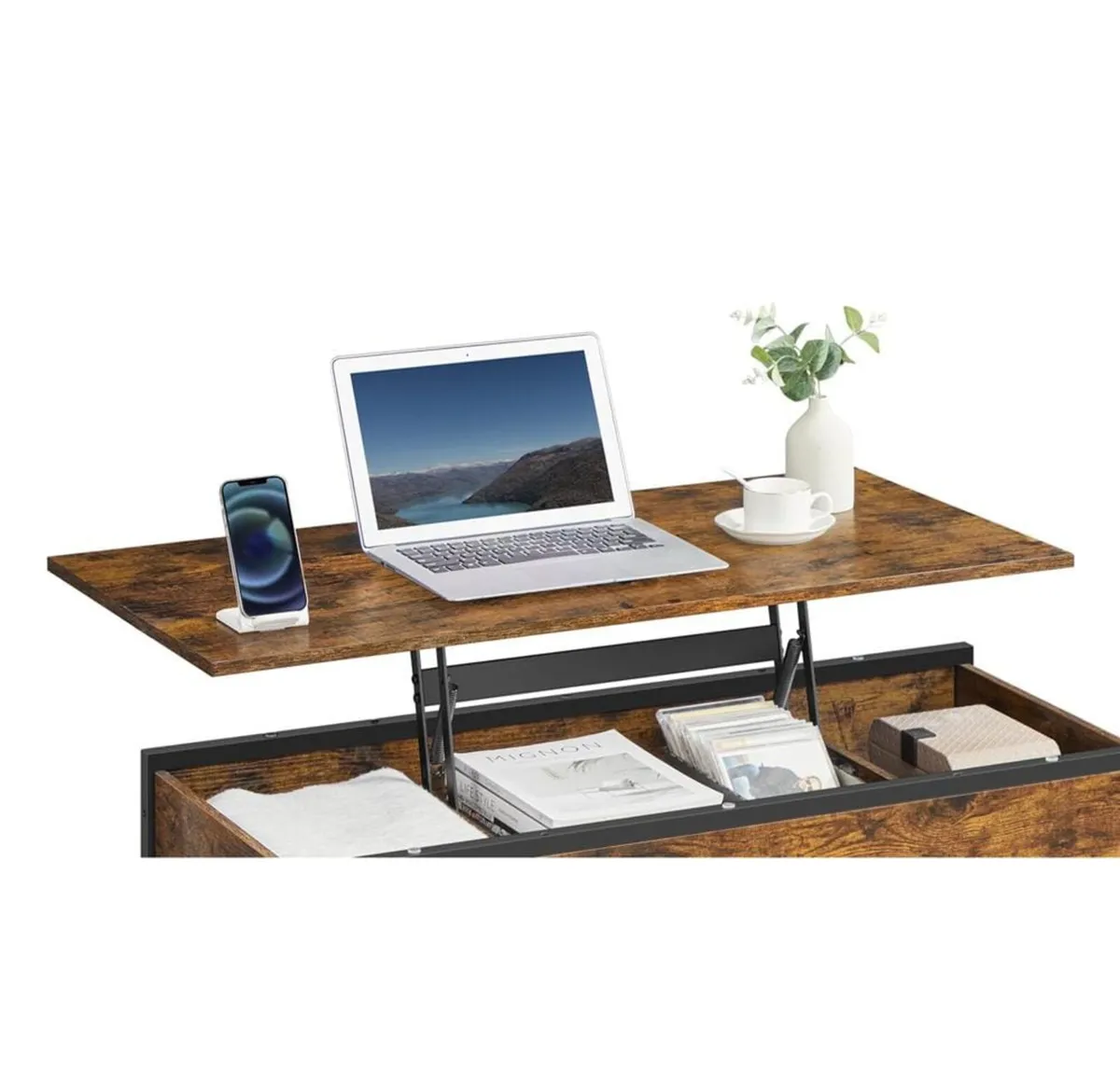 Lift Top Coffee Table, with Storage Drawers, Hidde - Image 3