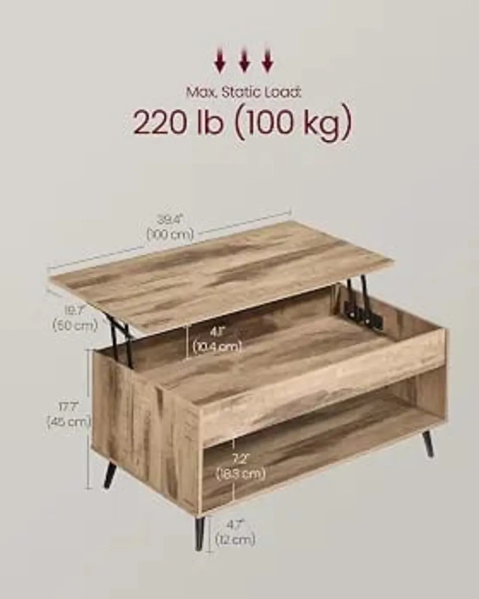 Lift Top Coffee Table, Gas Spring, Hidden Compartm - Image 3