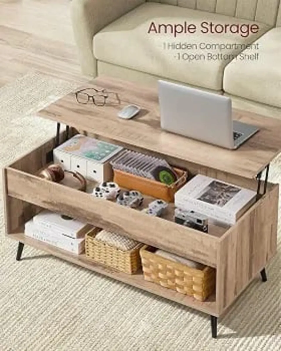 Lift Top Coffee Table, Gas Spring, Hidden Compartm - Image 4