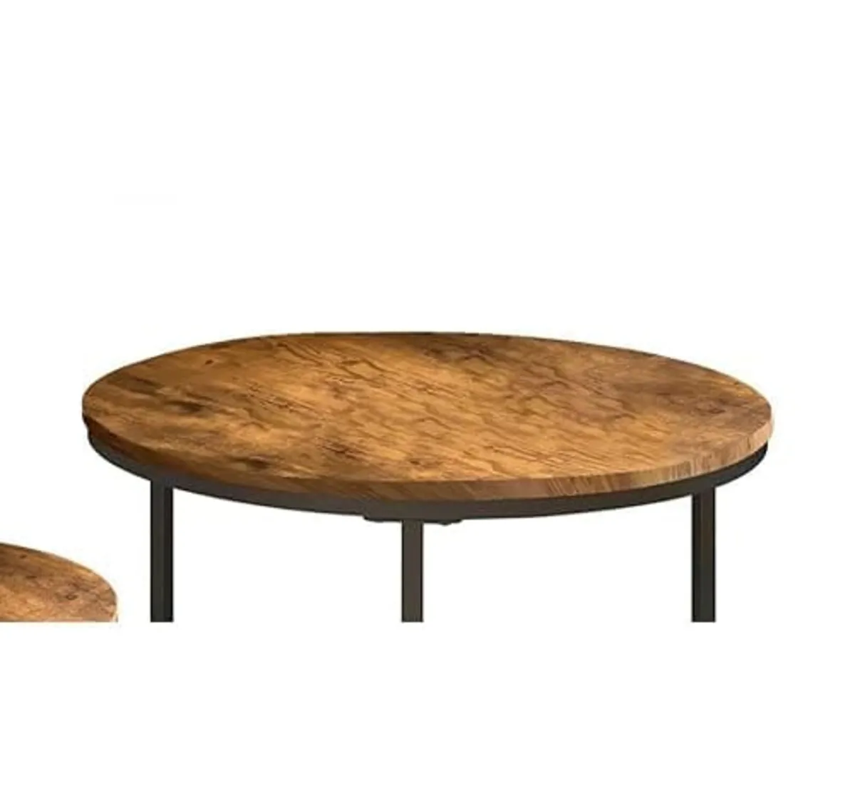 Round Nesting Coffee Table Set - Wooden Nest of Ta - Image 2