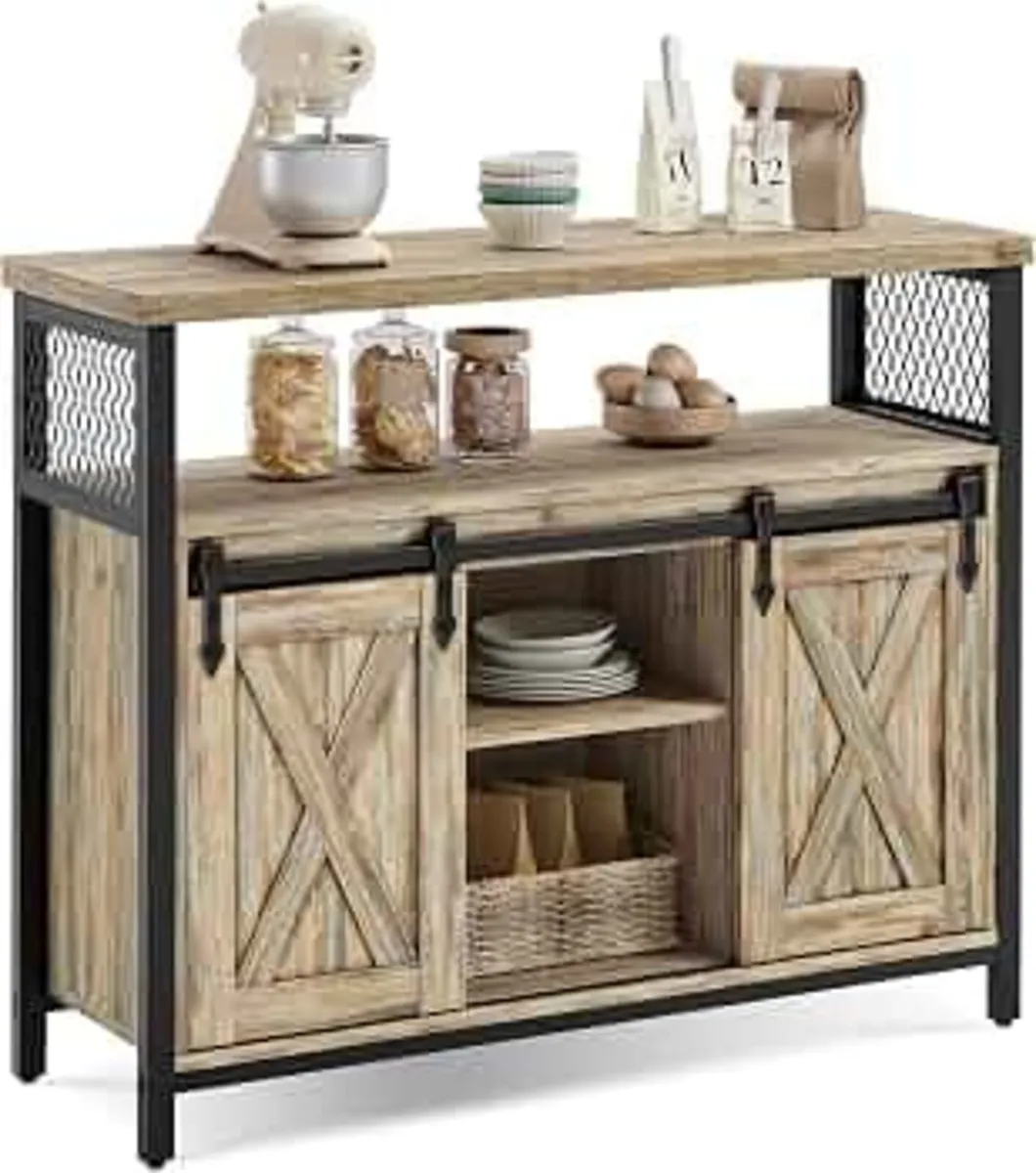 Sideboard, with 2 Sliding Barn Doors, 100 x 33 x 8 - Image 1
