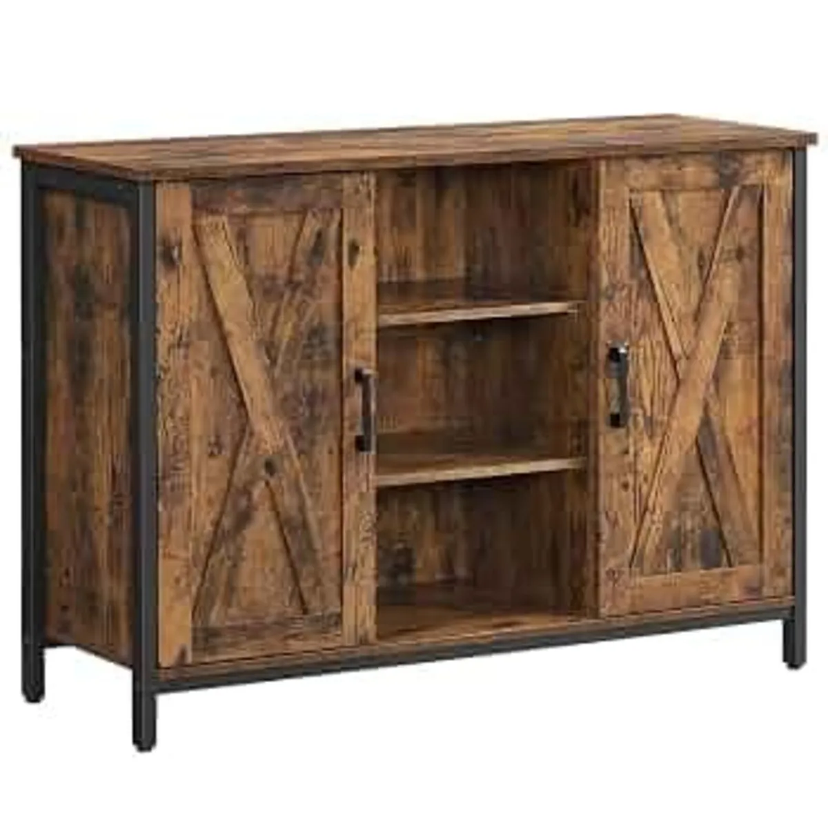 Buffet Table, Sideboard with Cupboard, Barn Doors - Image 1