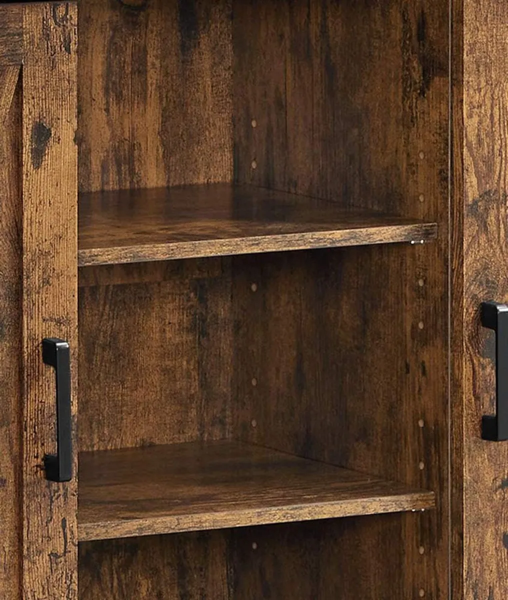 Buffet Table, Sideboard with Cupboard, Barn Doors - Image 2
