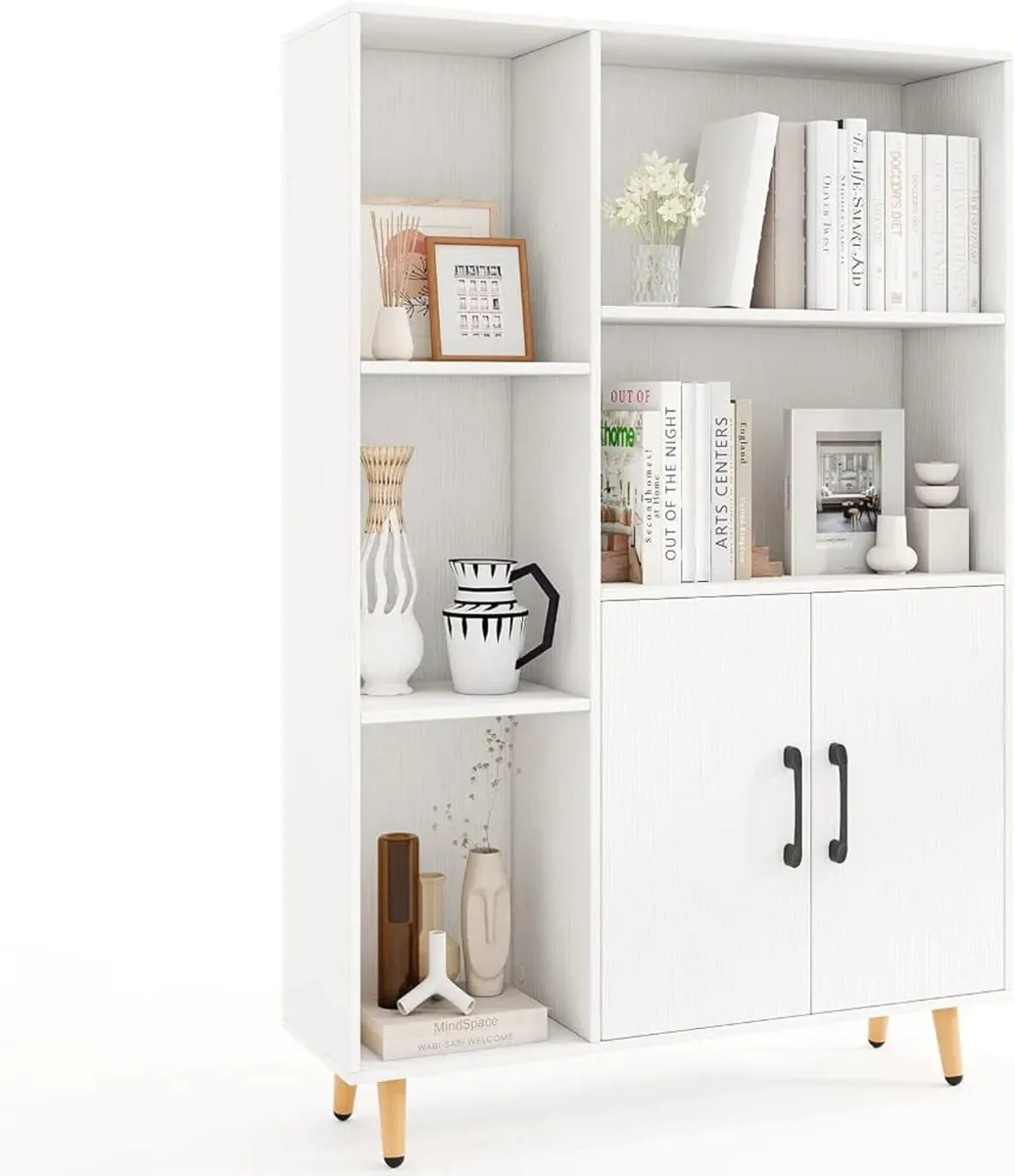 Wooden Bookcase, Free Standing Sideboard Storage C - Image 1