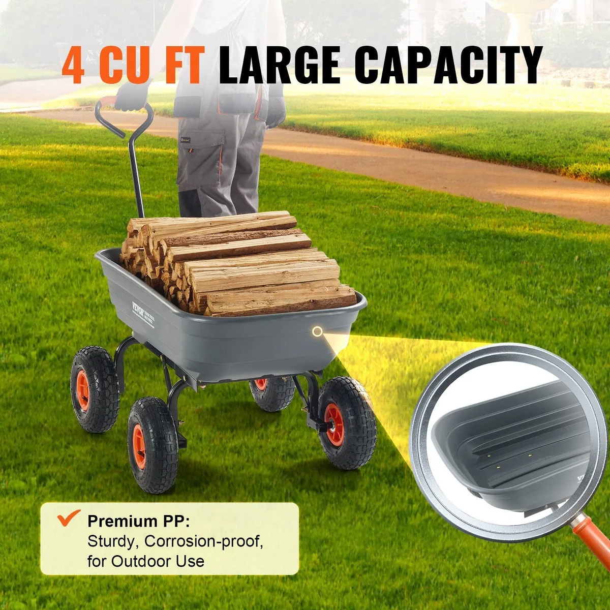 Garden Dump Cart 600 lb with 10in Tyres - Image 4