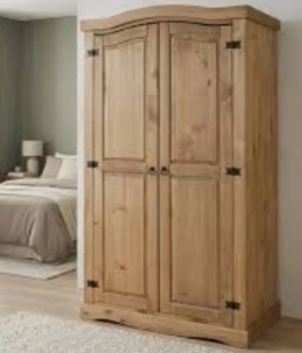 Mexican pine double door wardrobe