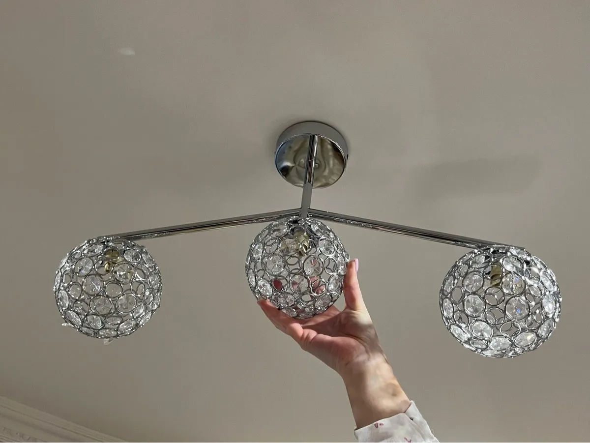 Lovely New Ceiling Light with 3 Crystal Balls - Image 1