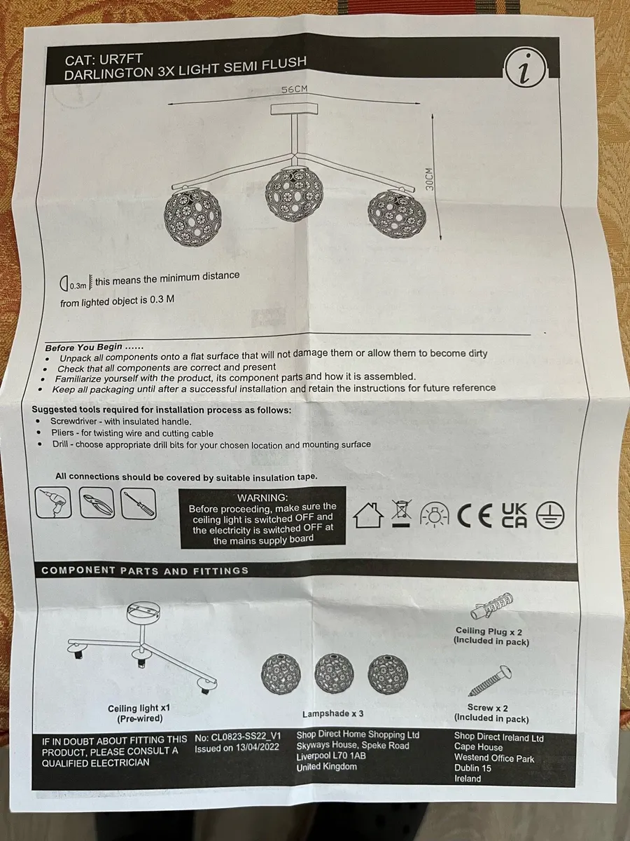 Lovely New Ceiling Light with 3 Crystal Balls - Image 4
