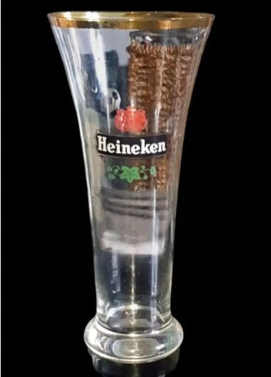 Pristine Vintage Heineken Pilsner Glass – Gold Rim - Image 2